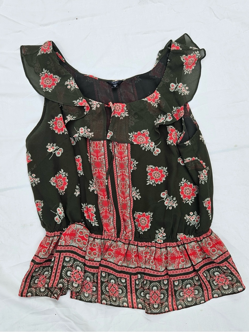 GUESS Women's Floral Ruffle Top